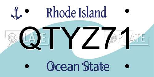 QTYZ71 Rhode Island License Plate
