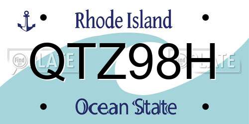 QTZ98H Rhode Island License Plate
