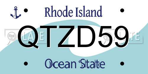 QTZD59 Rhode Island License Plate