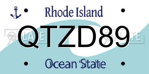 QTZD89 Rhode Island License Plate