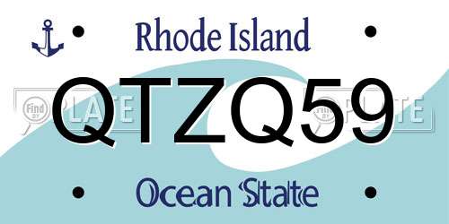 QTZQ59 Rhode Island License Plate