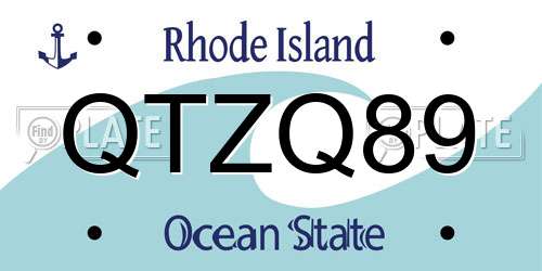 QTZQ89 Rhode Island License Plate