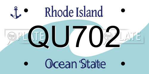 QU702 Rhode Island License Plate