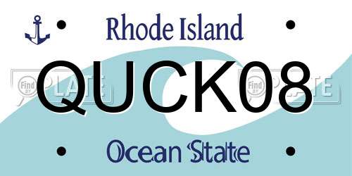 QUCK08 Rhode Island License Plate