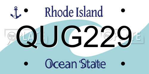 QUG229 Rhode Island License Plate