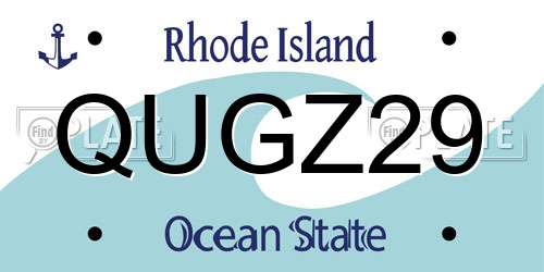 QUGZ29 Rhode Island License Plate