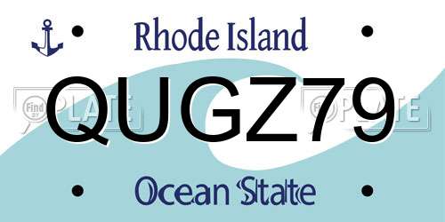 QUGZ79 Rhode Island License Plate