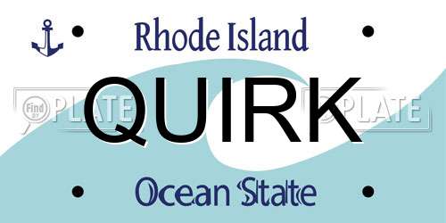 QUIRK Rhode Island License Plate