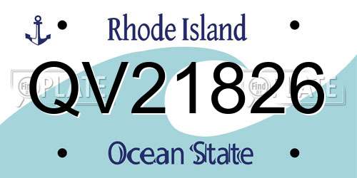 QV21826 Rhode Island License Plate