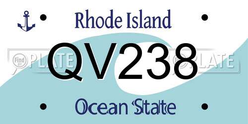 QV238 Rhode Island License Plate