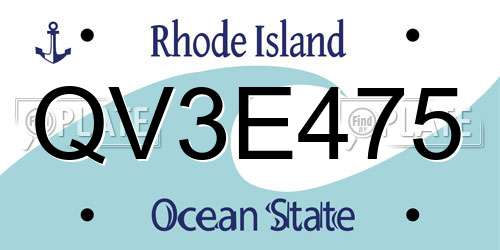 QV3E475 Rhode Island License Plate