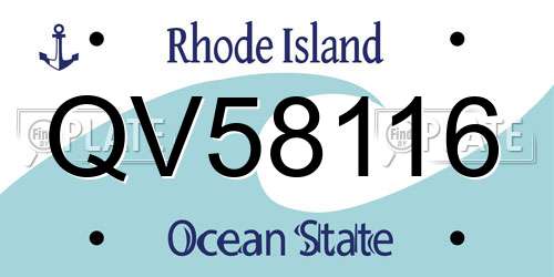 QV58116 Rhode Island License Plate