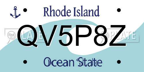 QV5P8Z Rhode Island License Plate