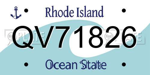 QV71826 Rhode Island License Plate