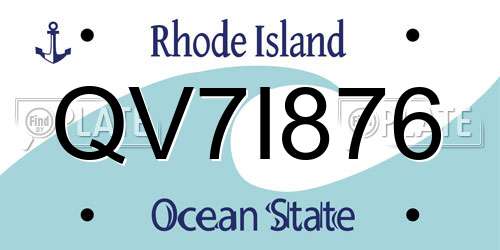 QV7I876 Rhode Island License Plate