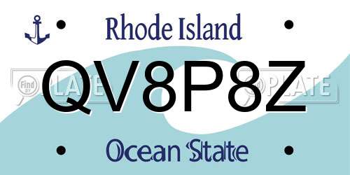 QV8P8Z Rhode Island License Plate