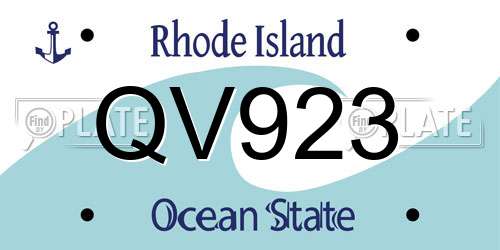 QV923 Rhode Island License Plate