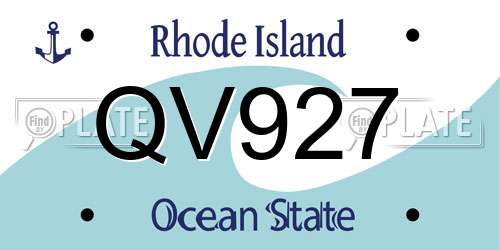 QV927 Rhode Island License Plate
