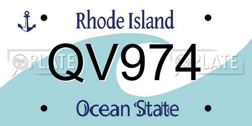 QV974 Rhode Island License Plate