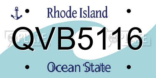 QVB5116 Rhode Island License Plate