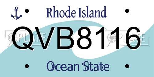 QVB8116 Rhode Island License Plate