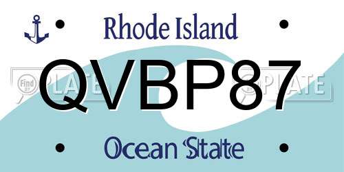 QVBP87 Rhode Island License Plate