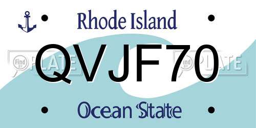 QVJF70 Rhode Island License Plate