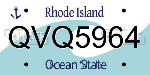 QVQ5964 Rhode Island License Plate