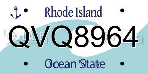 QVQ8964 Rhode Island License Plate