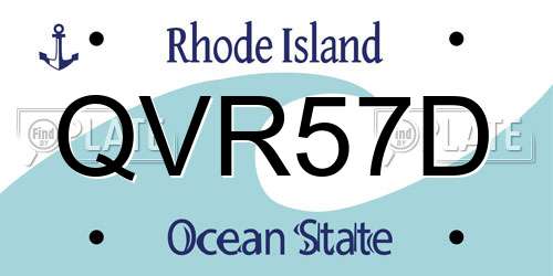 QVR57D Rhode Island License Plate