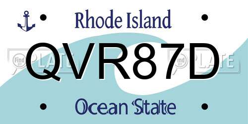 QVR87D Rhode Island License Plate