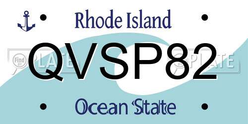 QVSP82 Rhode Island License Plate