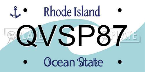 QVSP87 Rhode Island License Plate
