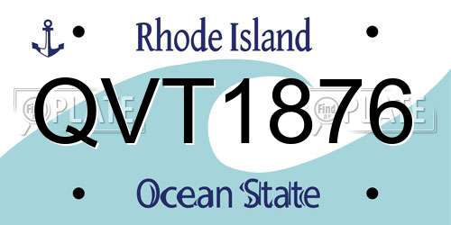 QVT1876 Rhode Island License Plate