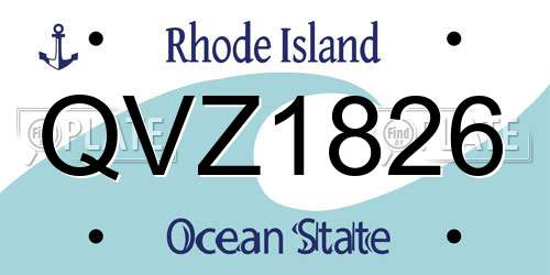 QVZ1826 Rhode Island License Plate