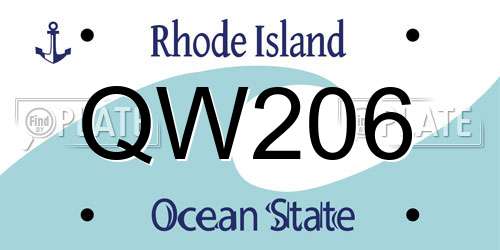 QW206 Rhode Island License Plate