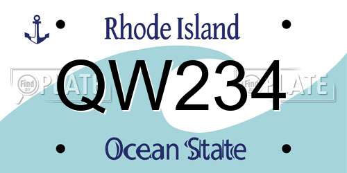 QW234 Rhode Island License Plate