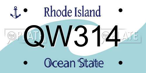 QW314 Rhode Island License Plate
