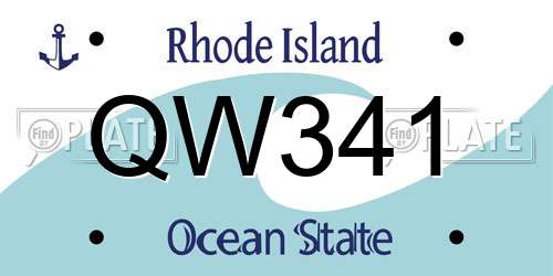 QW341 Rhode Island License Plate