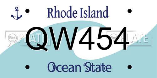 QW454 Rhode Island License Plate