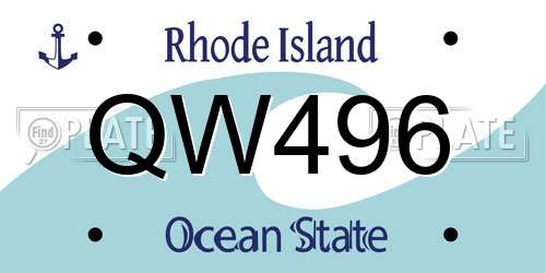 QW496 Rhode Island License Plate