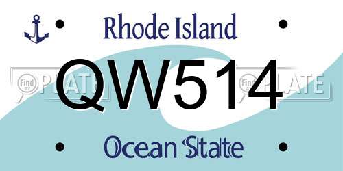 QW514 Rhode Island License Plate