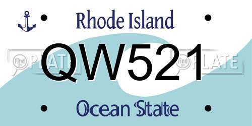 QW521 Rhode Island License Plate