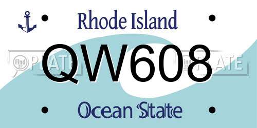 QW608 Rhode Island License Plate