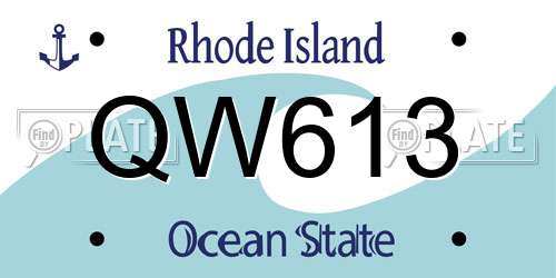 QW613 Rhode Island License Plate