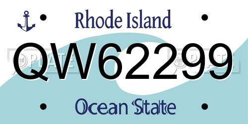 QW62299 Rhode Island License Plate