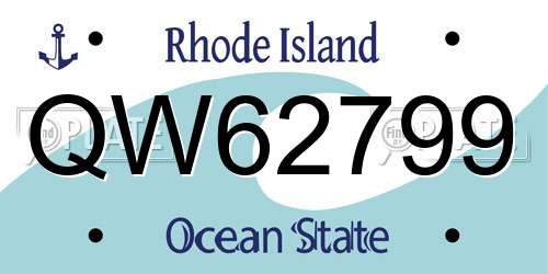 QW62799 Rhode Island License Plate