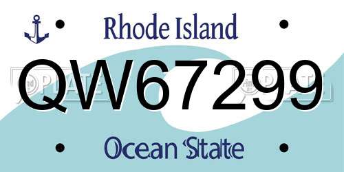 QW67299 Rhode Island License Plate