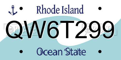 QW6T299 Rhode Island License Plate