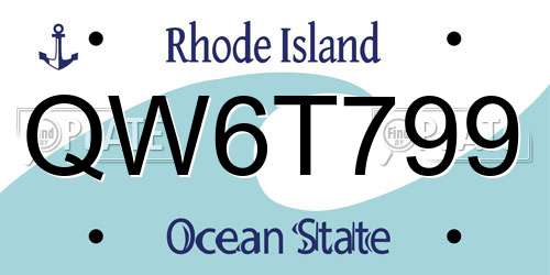 QW6T799 Rhode Island License Plate